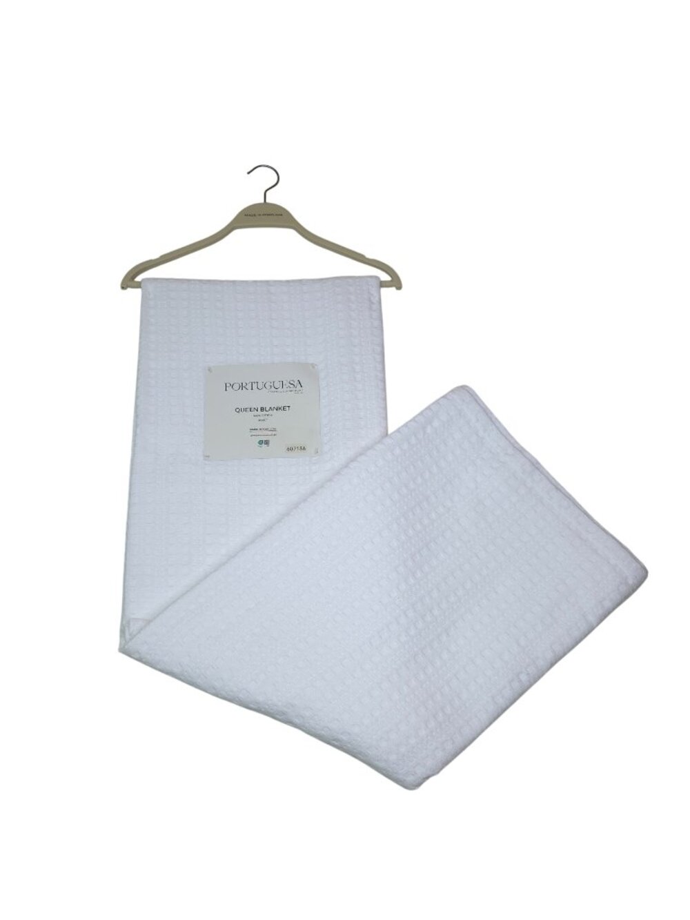 Portuguesa Portugal Queen Blanket 90"x90" White Waffle Weave 100% Cotton